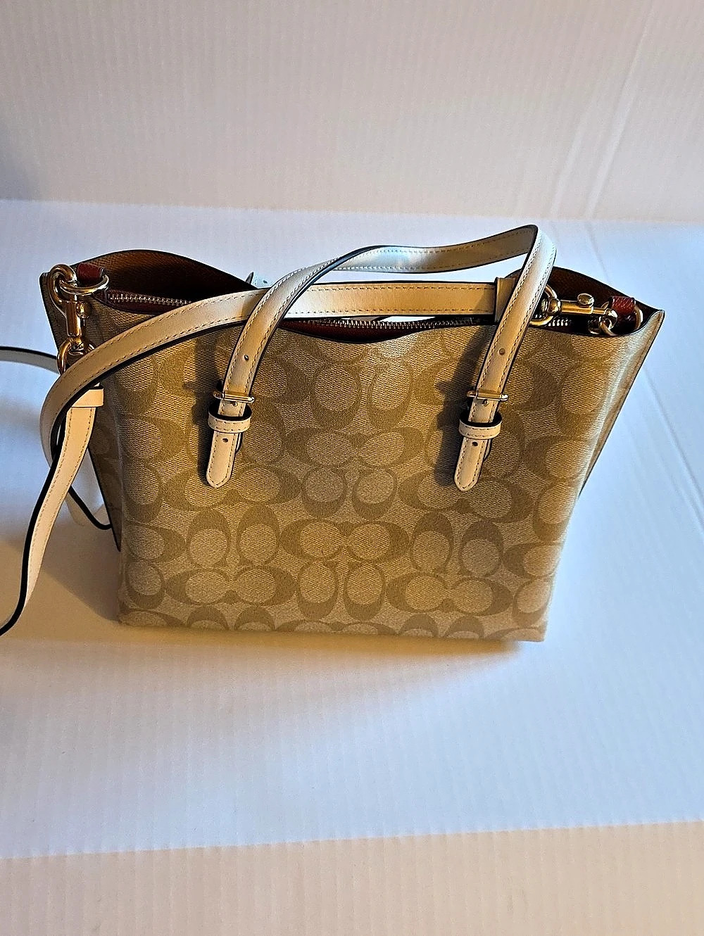 Coach Small Town Bucket Bag in Signature Canvas Brown & White
